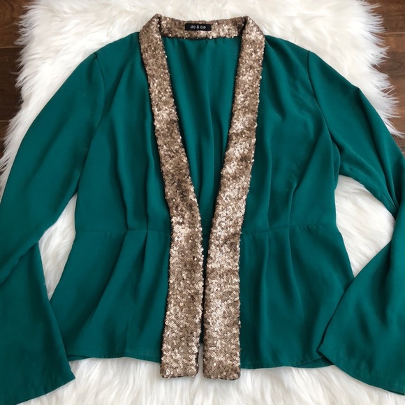 DO+BE Jackets & Blazers - Women's Green Jacket/Blazer with sequin edges
